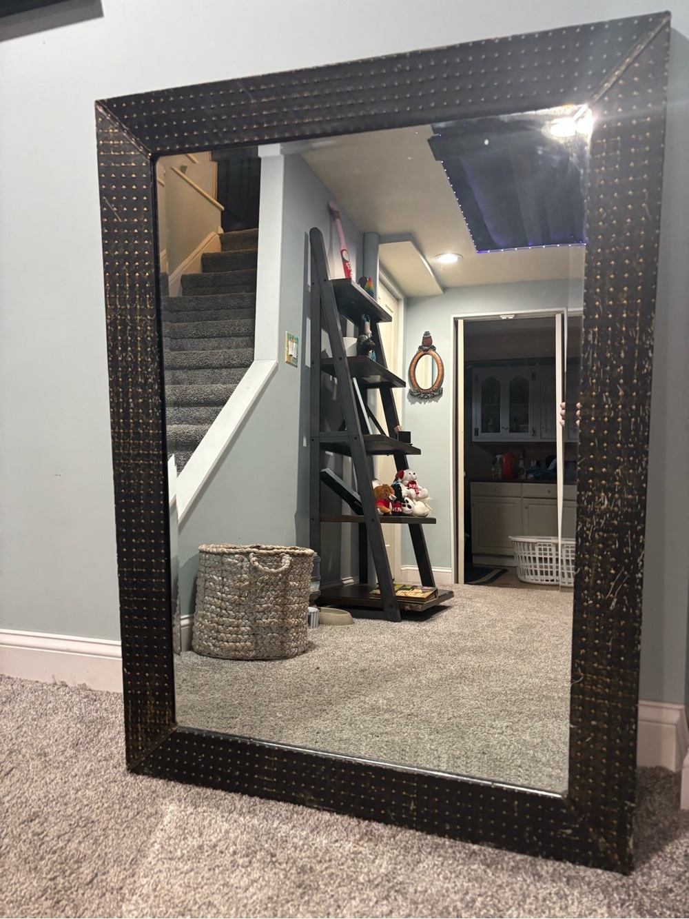 Large Rustic Brown Framed Mirror - Home Wall Decor